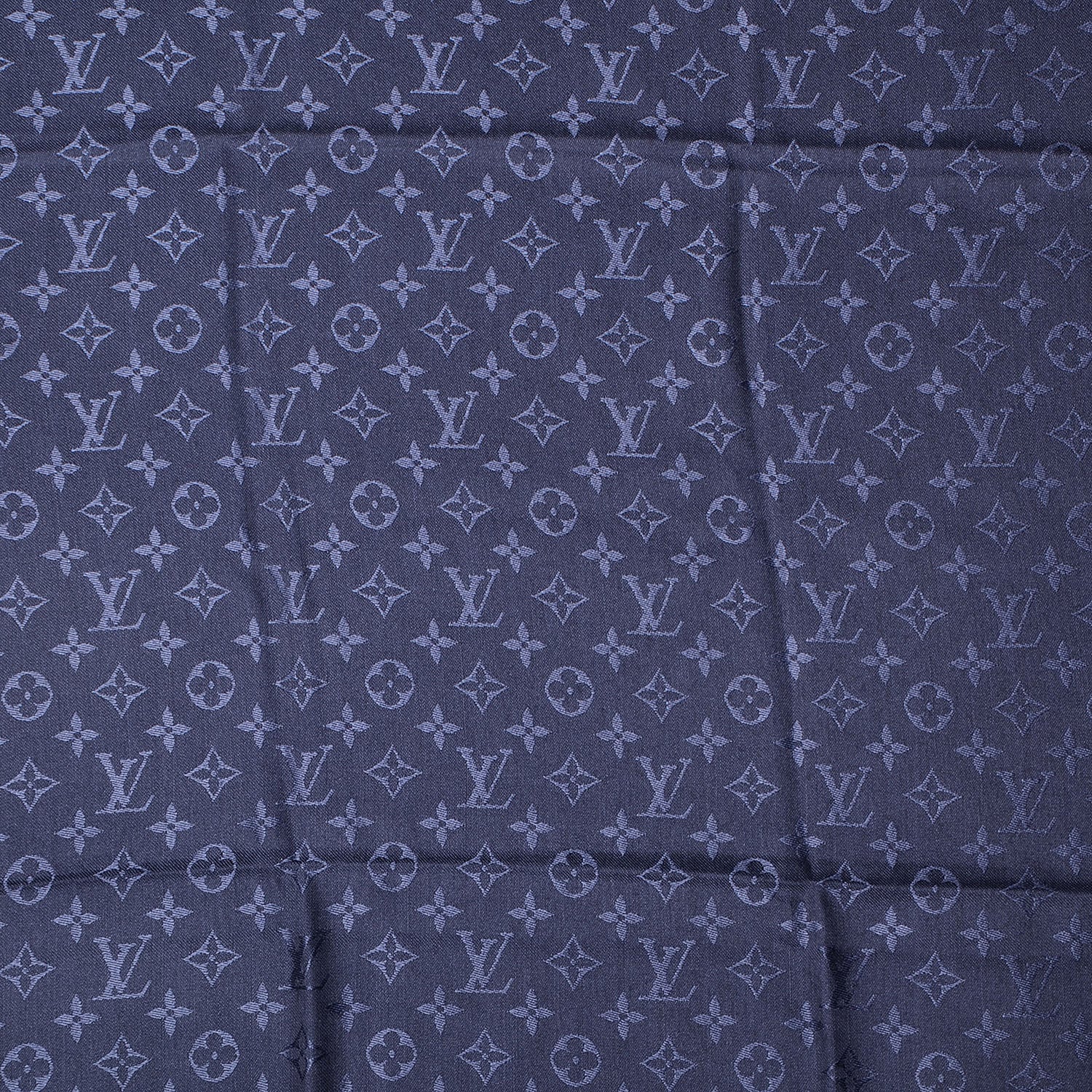 Louis Vuitton Wool Silk Monogram Shawl Blue Nuit 1 of 5