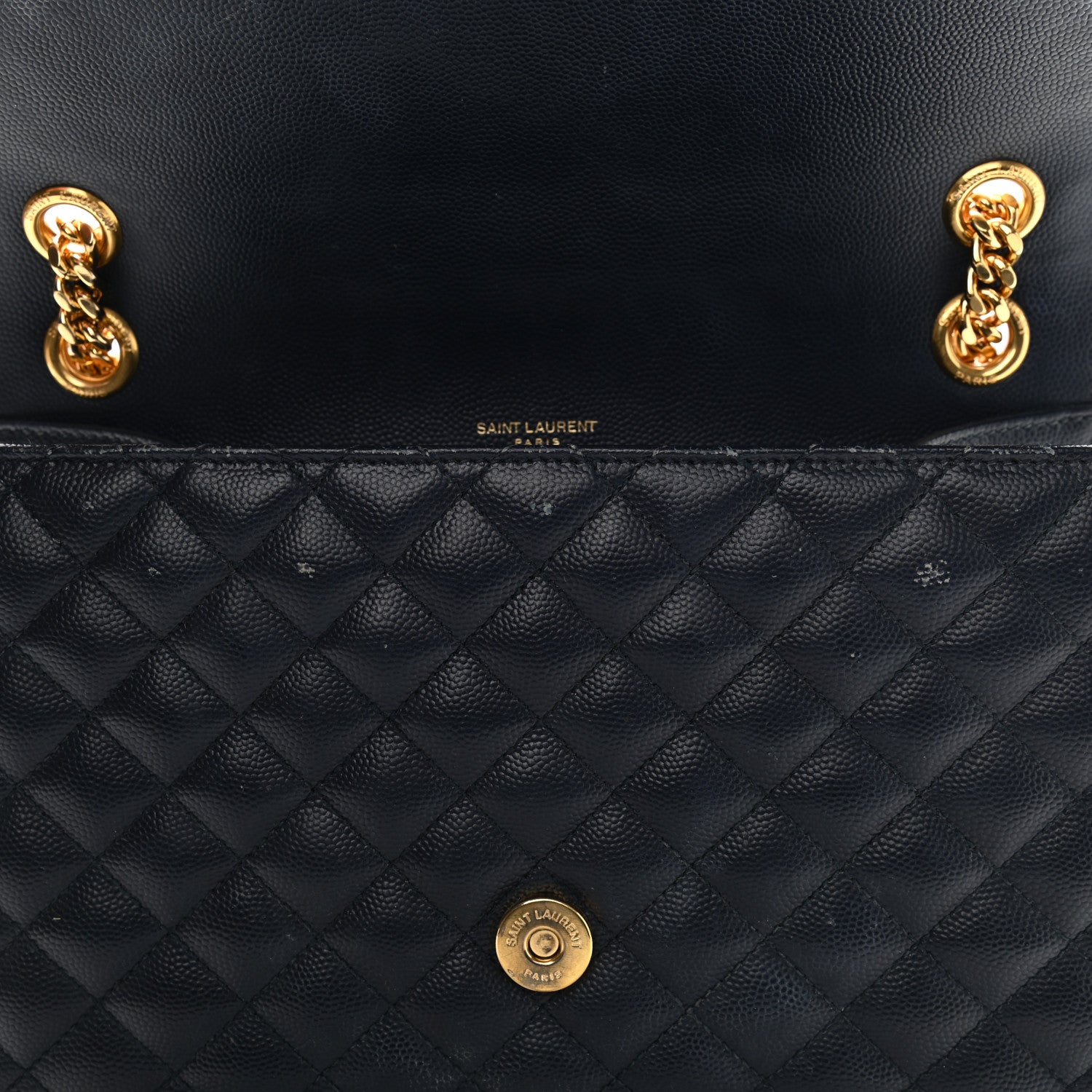 Saint Laurent Grain De Poudre Textured Mixed Matelasse Triquilt Medium Monogram Satchel Deep Marine 12 of 15