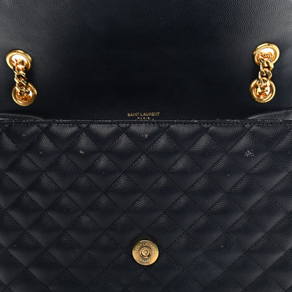 Saint Laurent Grain De Poudre Textured Mixed Matelasse Triquilt Medium Monogram Satchel Deep Marine 12 of 15