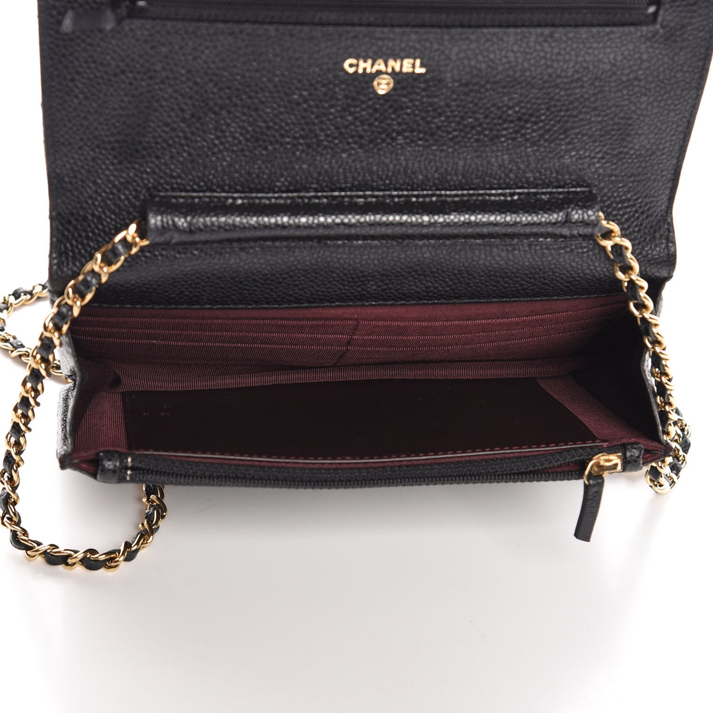 Caviar Quilted Wallet On Chain WOC Black