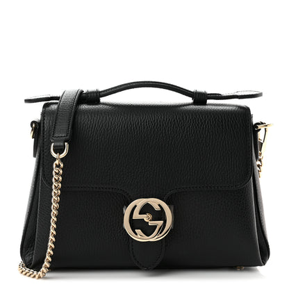 Gucci Dollar Calfskin Interlocking G Top Handle Shoulder Bag Black 1 of 10