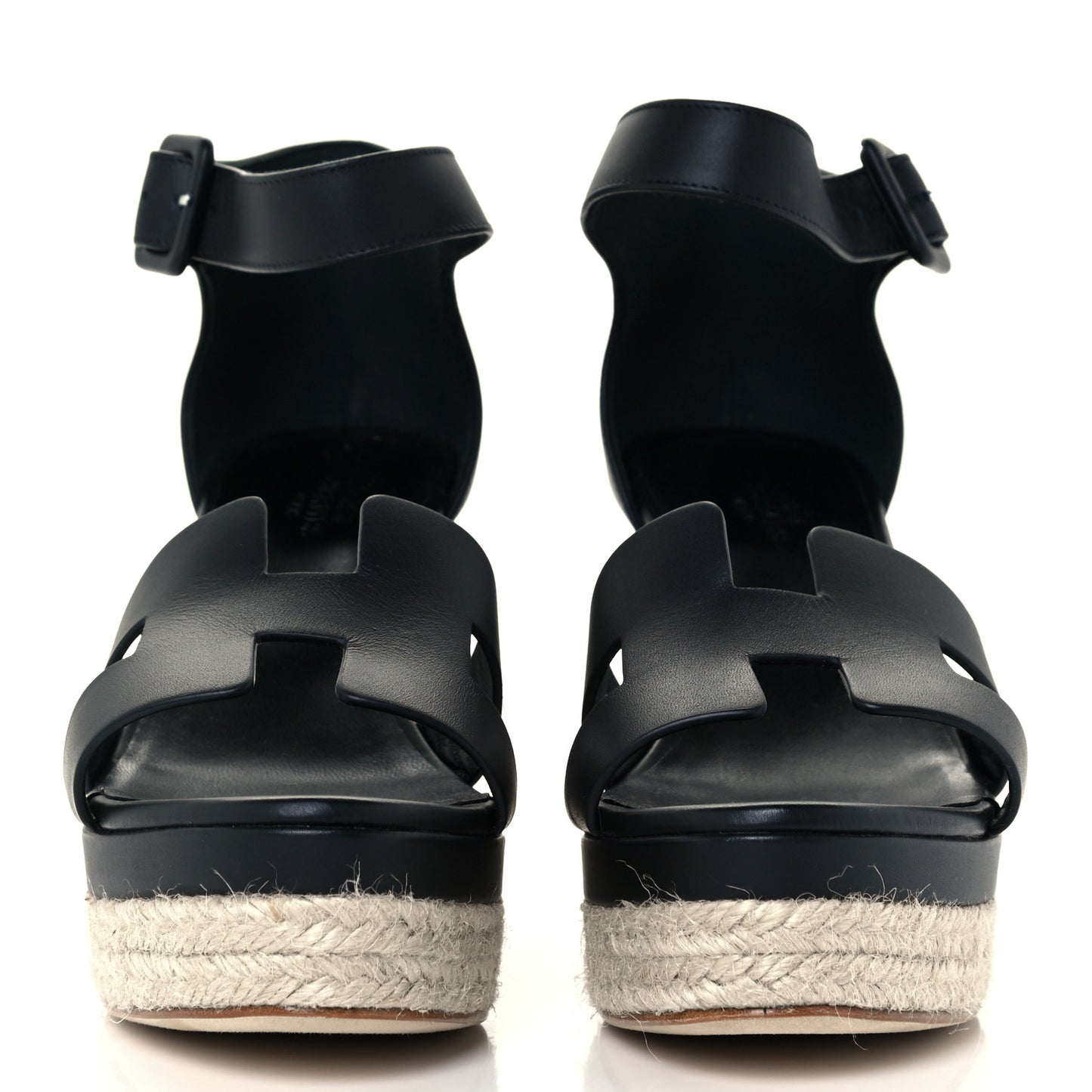 Calfskin Doll 60 Espadrille Wedge Sandals 37 Black