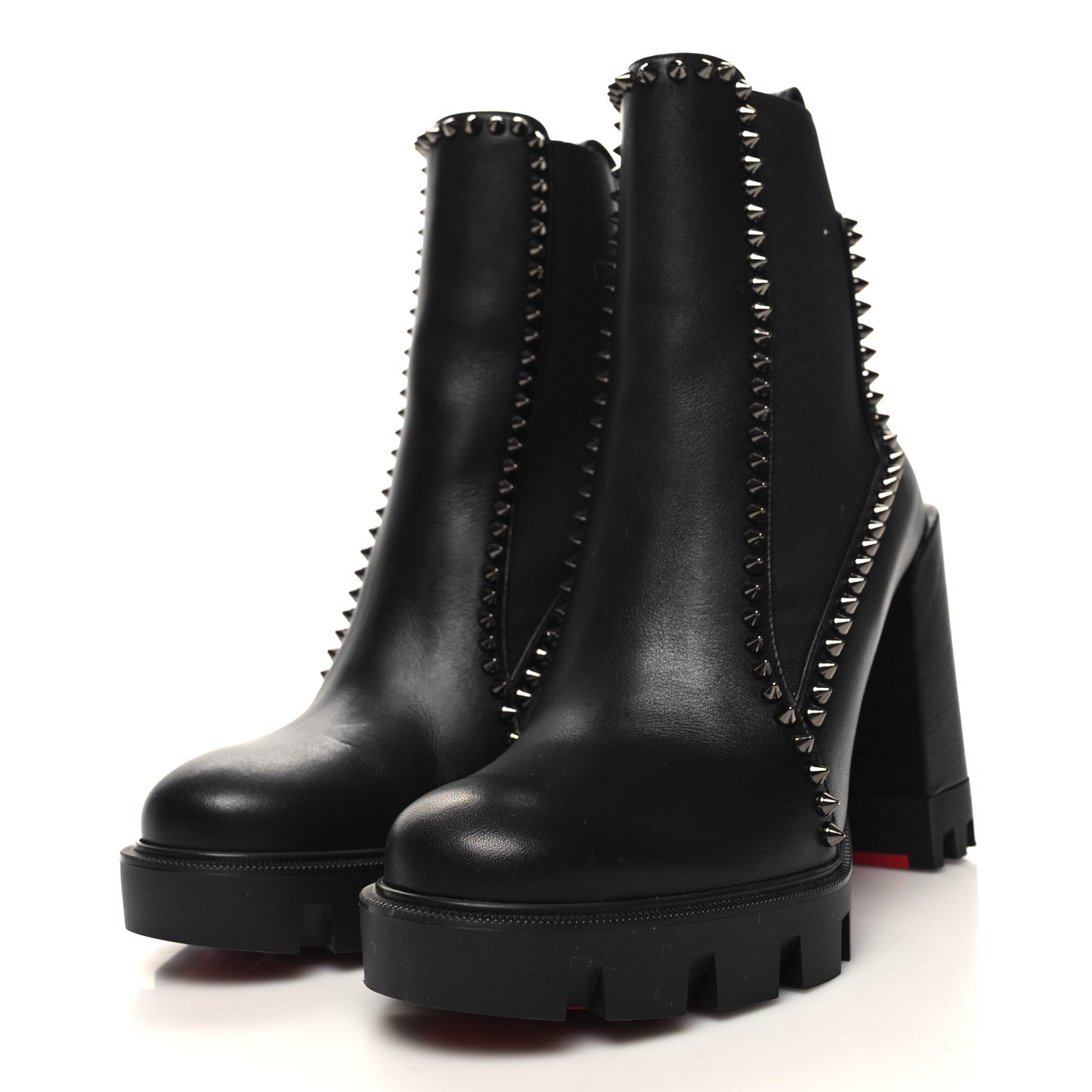 Christian Louboutin Nappa Out Line Spike Lug 100 Boots 37 Black 3 of 7