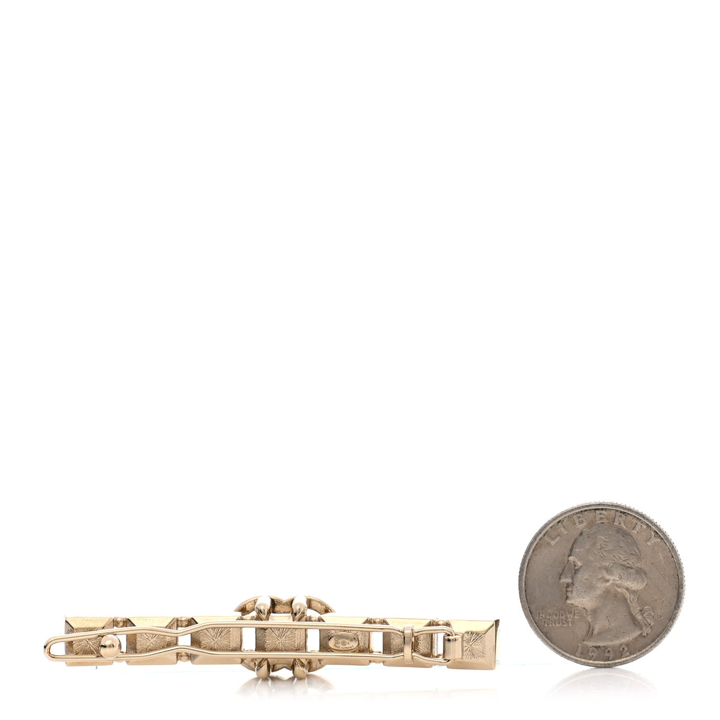 Metal Crystal CC Hair Clip Barrette Gold Pink