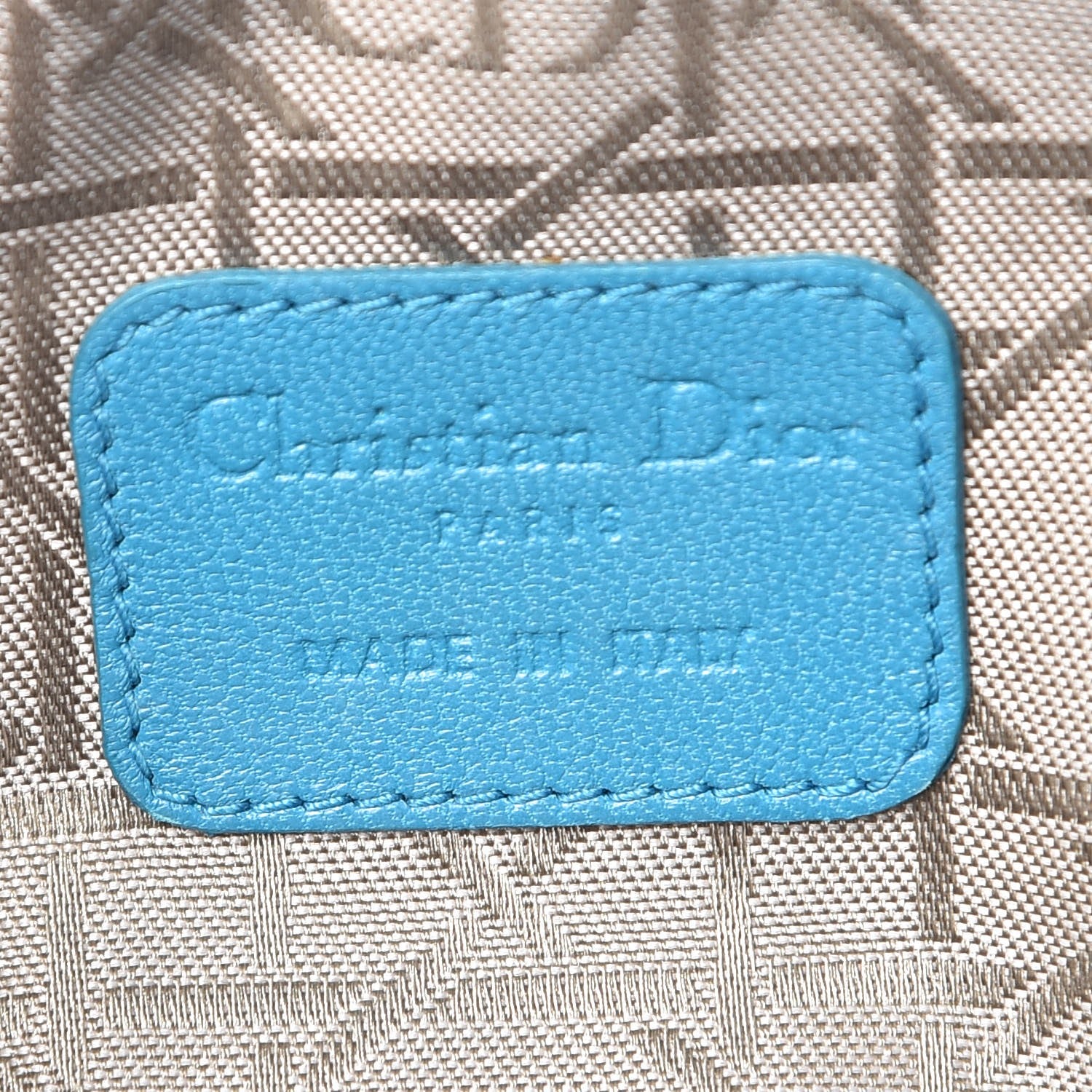Christian Dior Lambskin Cannage Cosmetic Case Turquoise 6 of 10