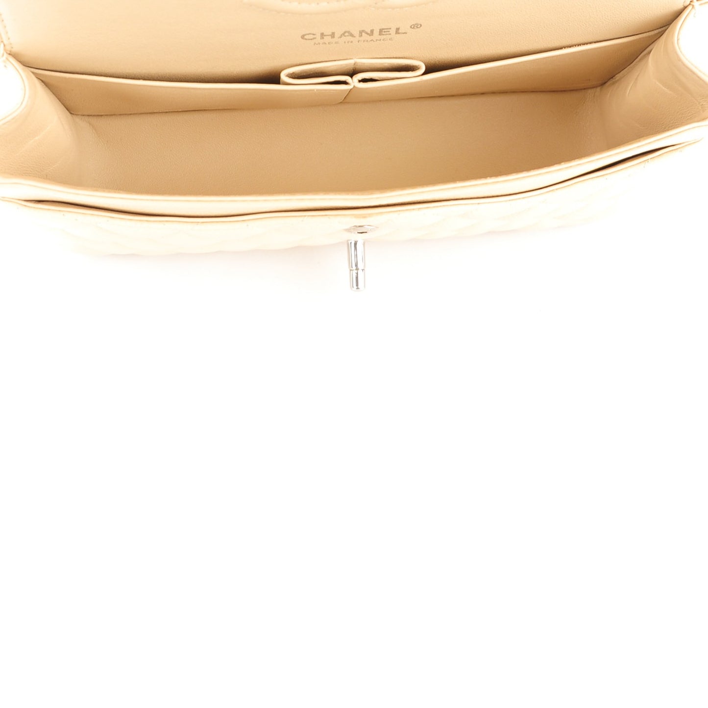 Caviar Quilted Medium Double Flap Beige Clair
