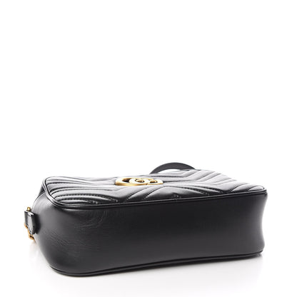 Gucci Calfskin Matelasse Small GG Marmont Chain Shoulder Bag Black 4 of 10