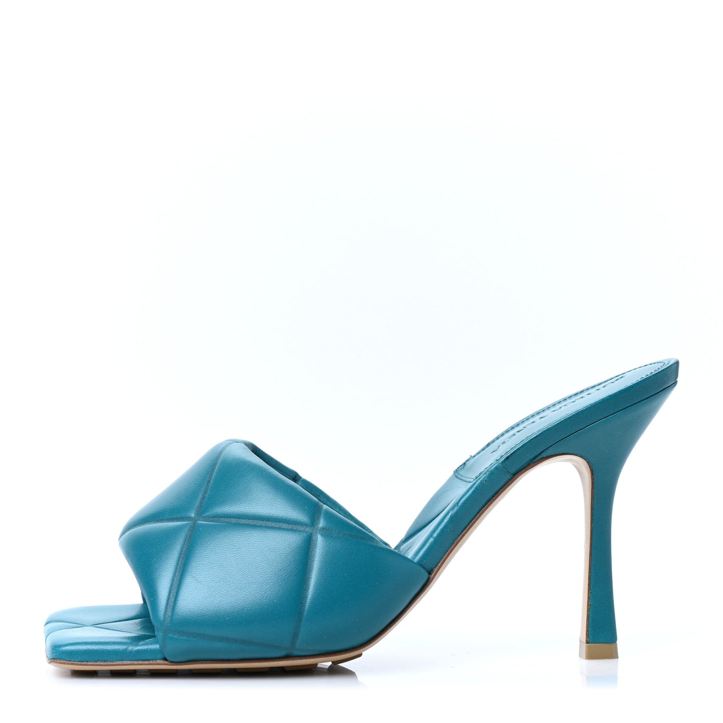 Nappa Quilted Rubber Lido Mule Sandals 39.5 Duck Green