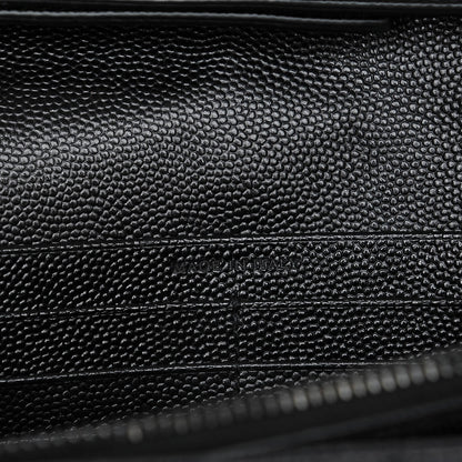 Saint Laurent Grain De Poudre Matelasse Chevron Monogram Chain Wallet Black 6 of 9