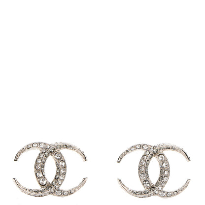 Chanel Crystal CC Moon Earrings Silver 1 of 5