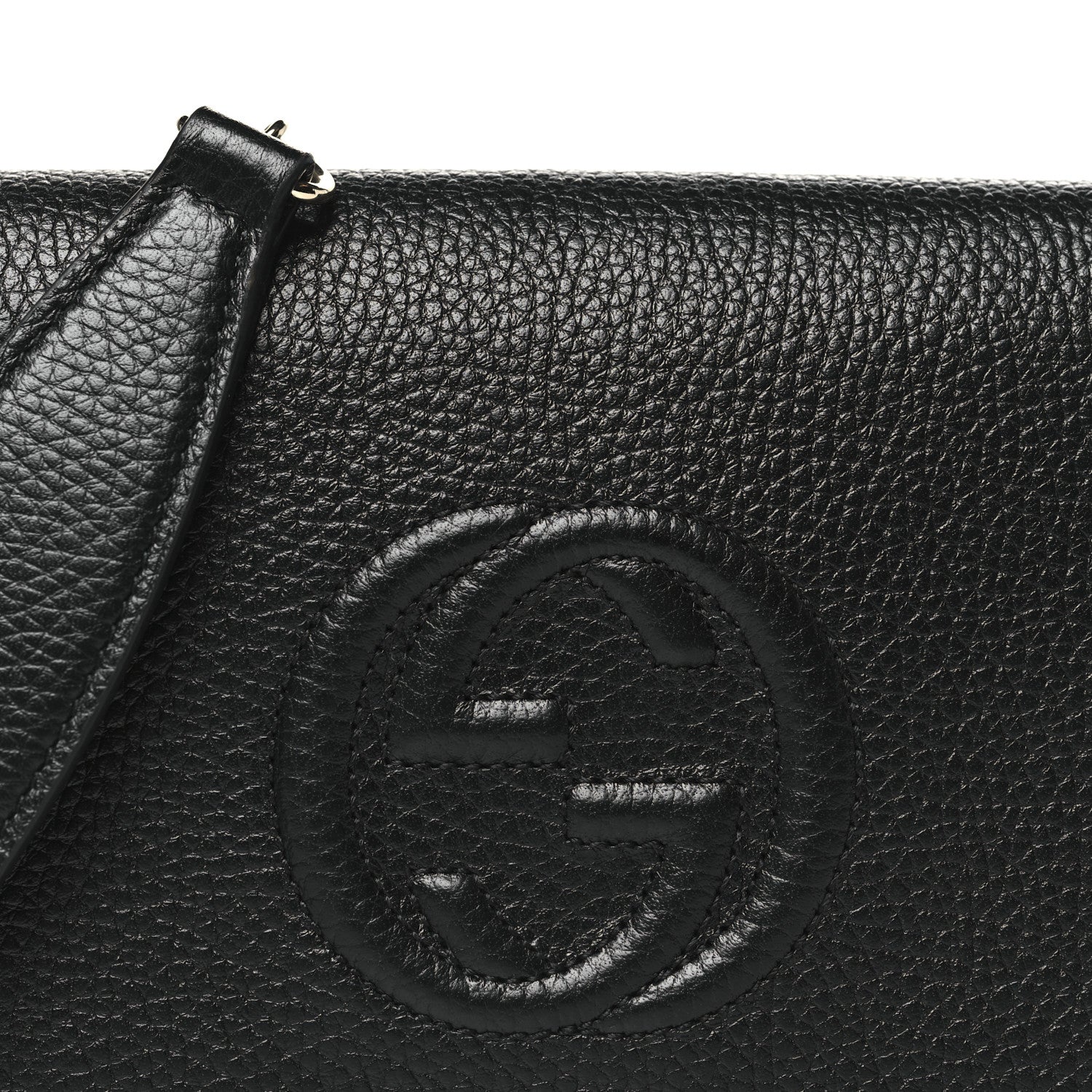 Gucci Pebbled Calfskin Soho Wallet On Chain Black 7 of 9