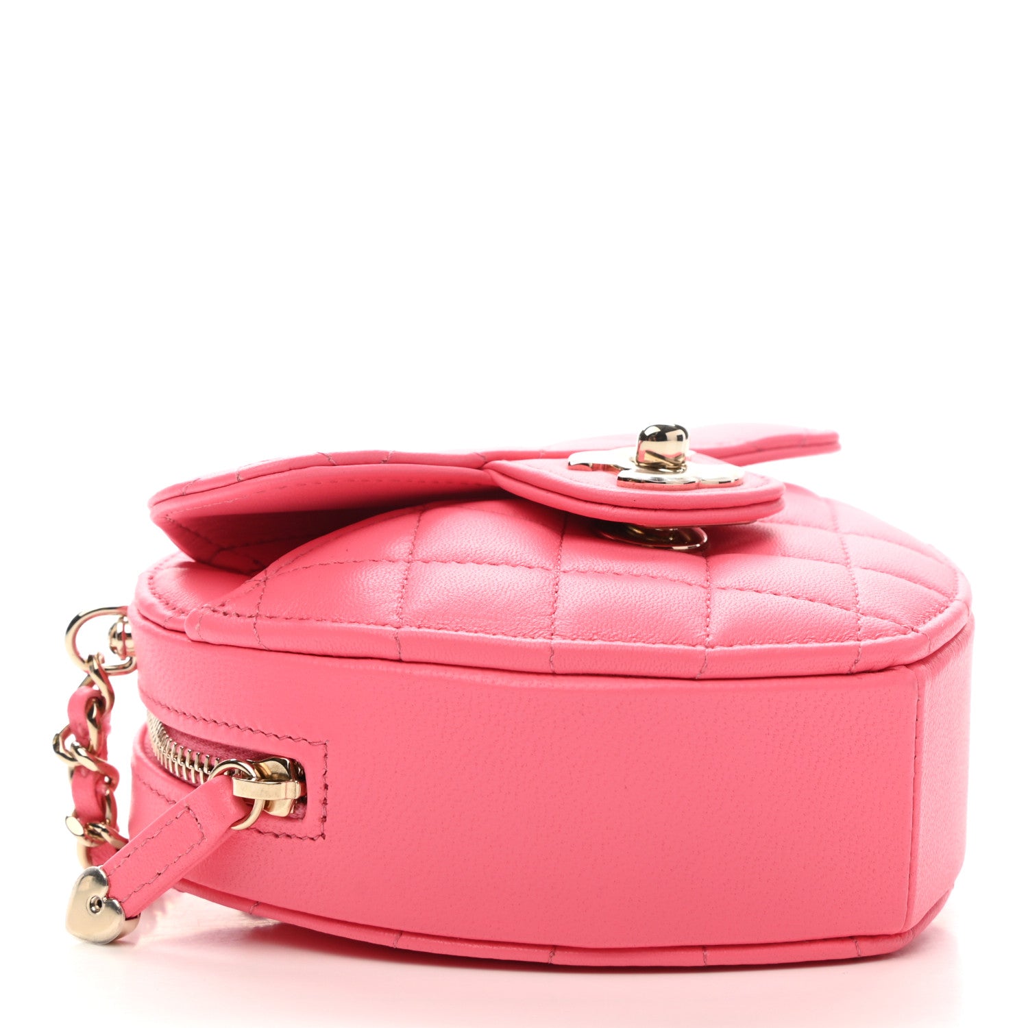 Chanel Lambskin Quilted CC In Love Heart Clutch With Chain Pink 4 of 11