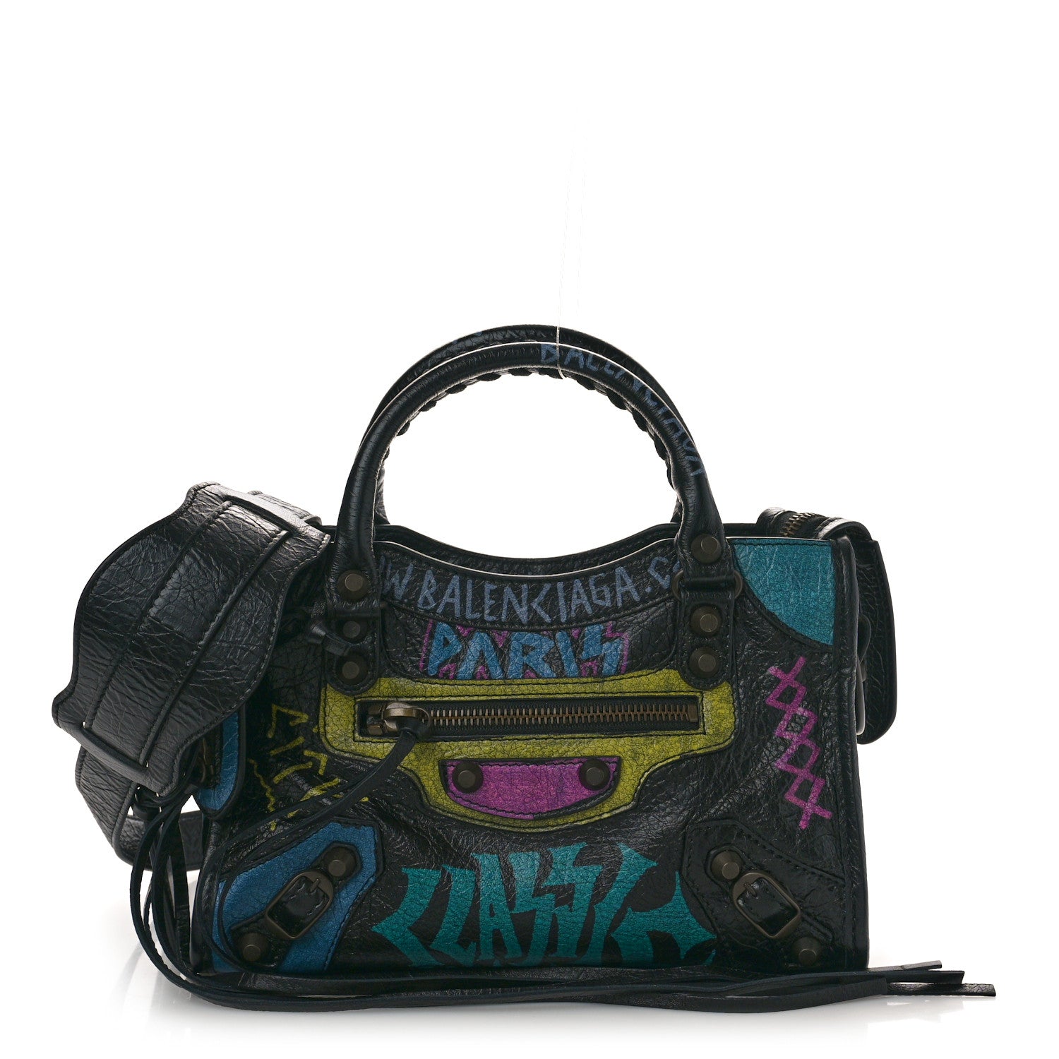 Balenciaga Agneau Arena Graffiti All Over Classic Hardware Mini City Black Multicolor 1 of 10