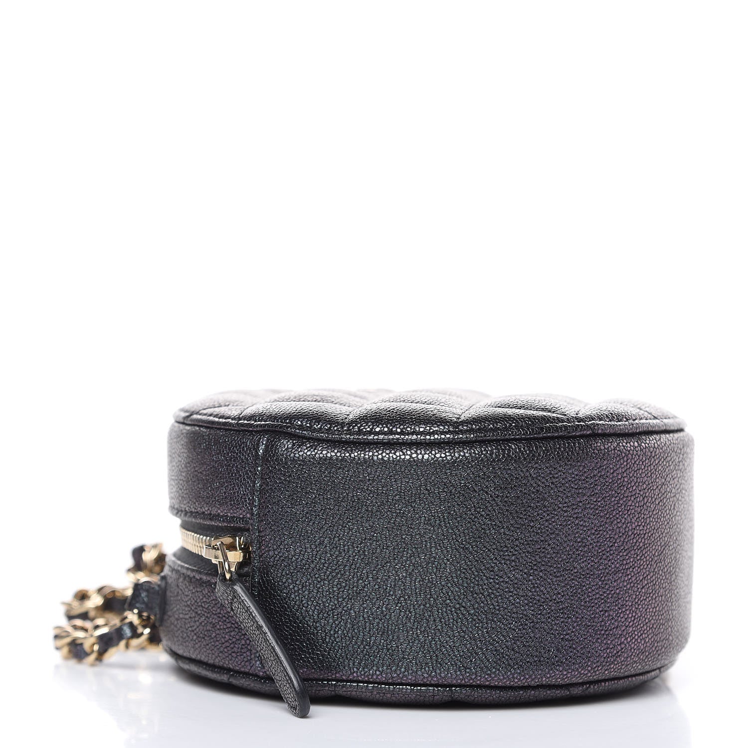Chanel Iridescent Caviar Quilted Round Clutch With Chain Black 4 of 10