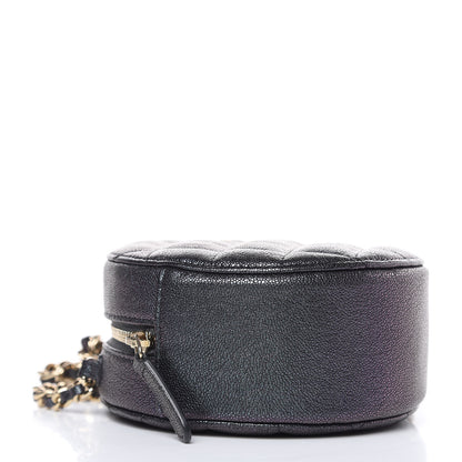 Chanel Iridescent Caviar Quilted Round Clutch With Chain Black 4 of 10