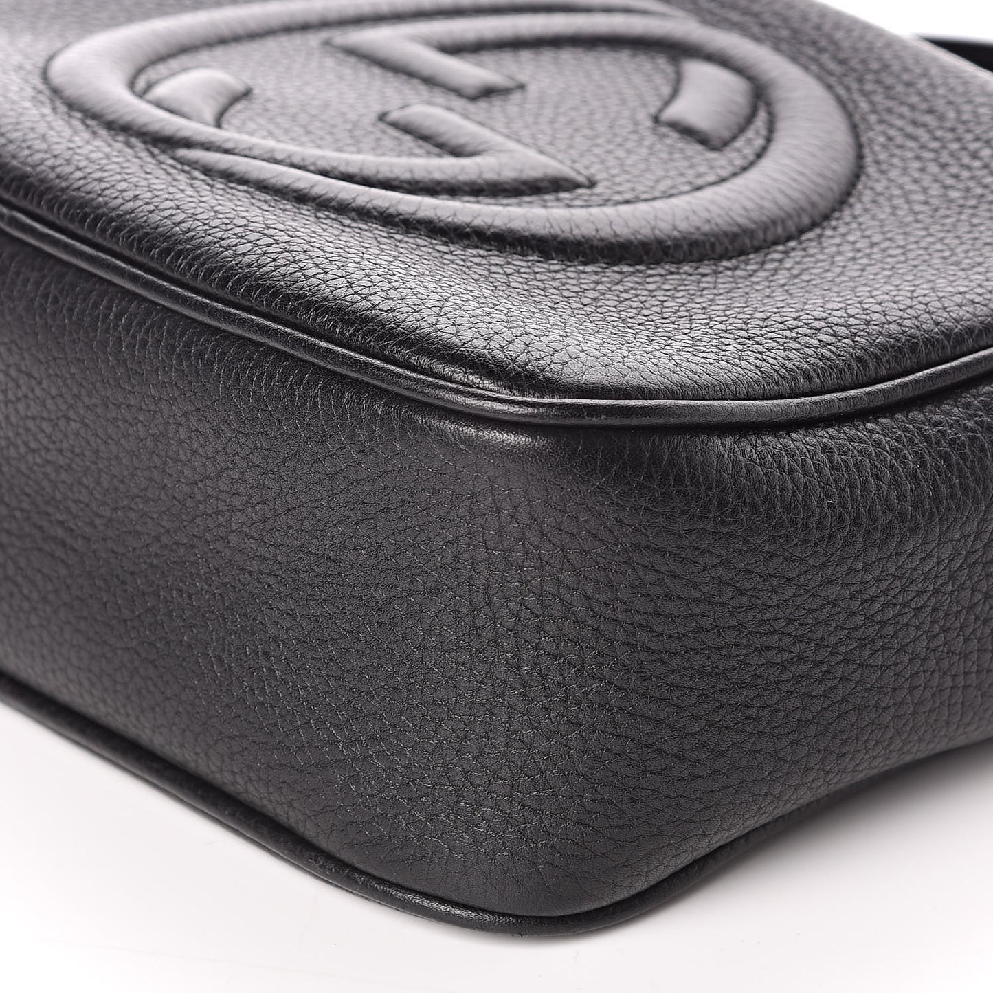 Pebbled Calfskin Small Soho Disco Bag Black