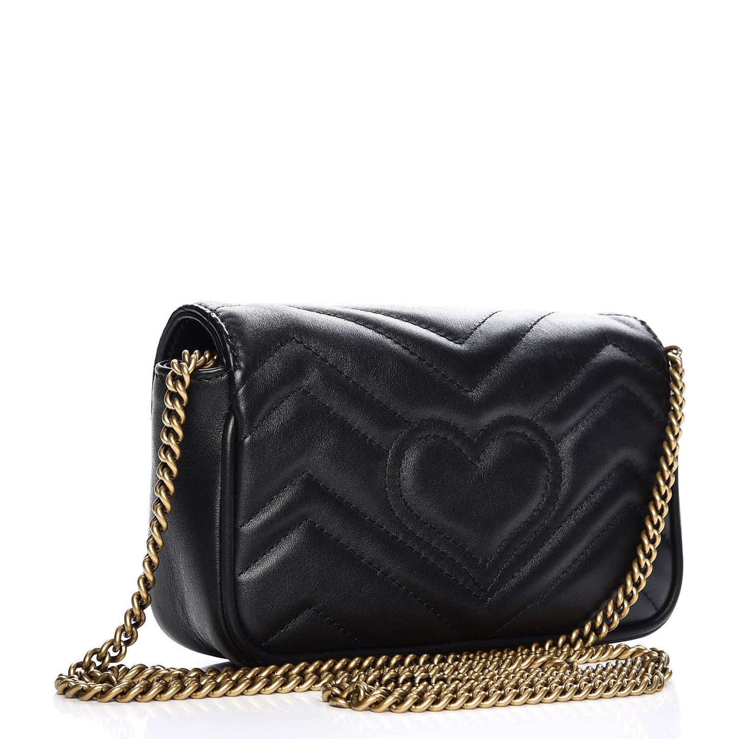 Calfskin Matelasse Super Mini GG Marmont Shoulder Bag Black