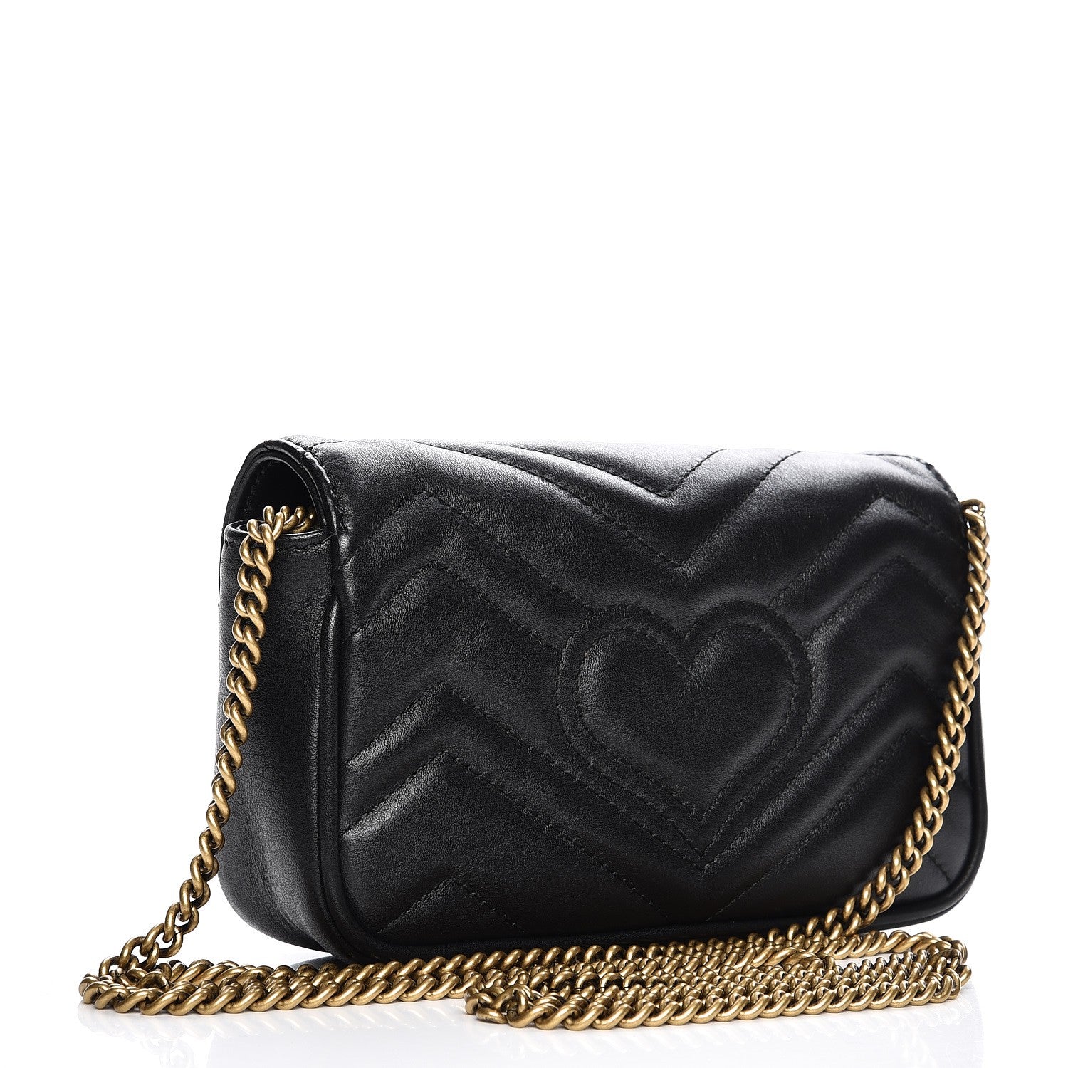 Gucci Calfskin Matelasse Super Mini GG Marmont Shoulder Bag Black 3 of 7