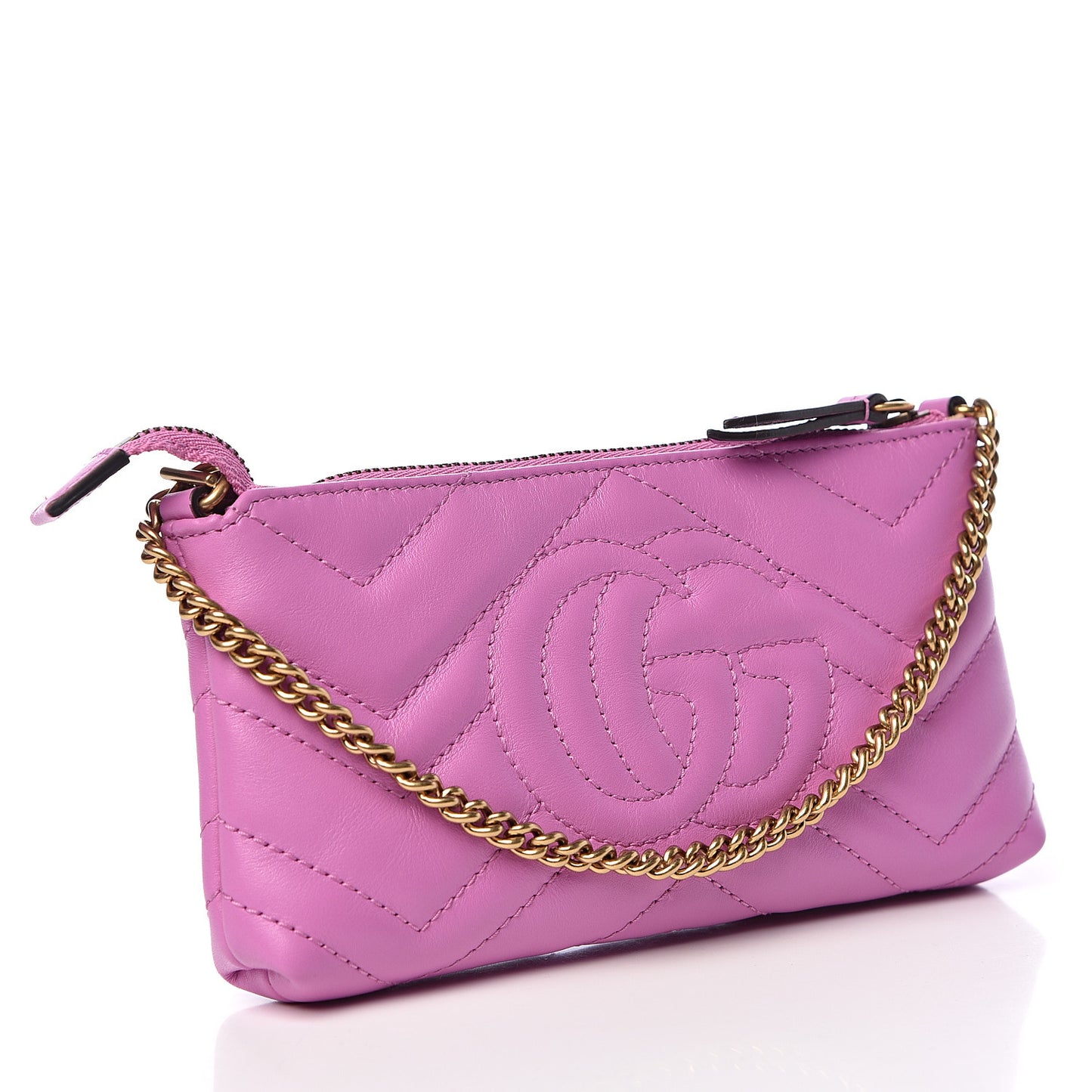 Calfskin Matelasse Mini GG Marmont Chain Bag Candy Mousse