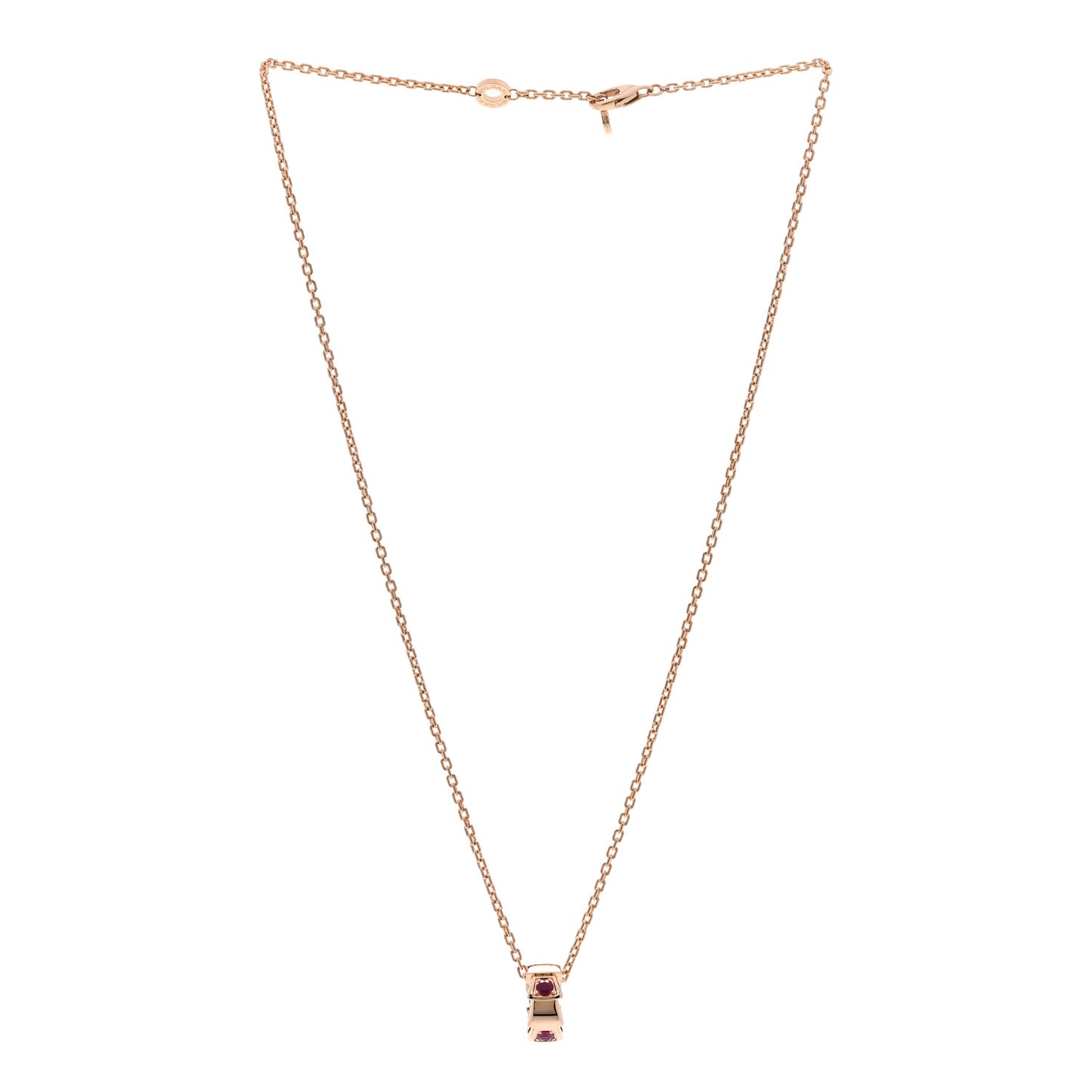 18K Rose Gold Ruby Serpenti Viper Pendant Necklace