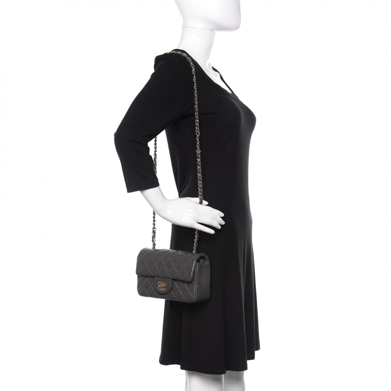 Chanel Lambskin Quilted Mini Rectangular Flap Grey 2 of 11