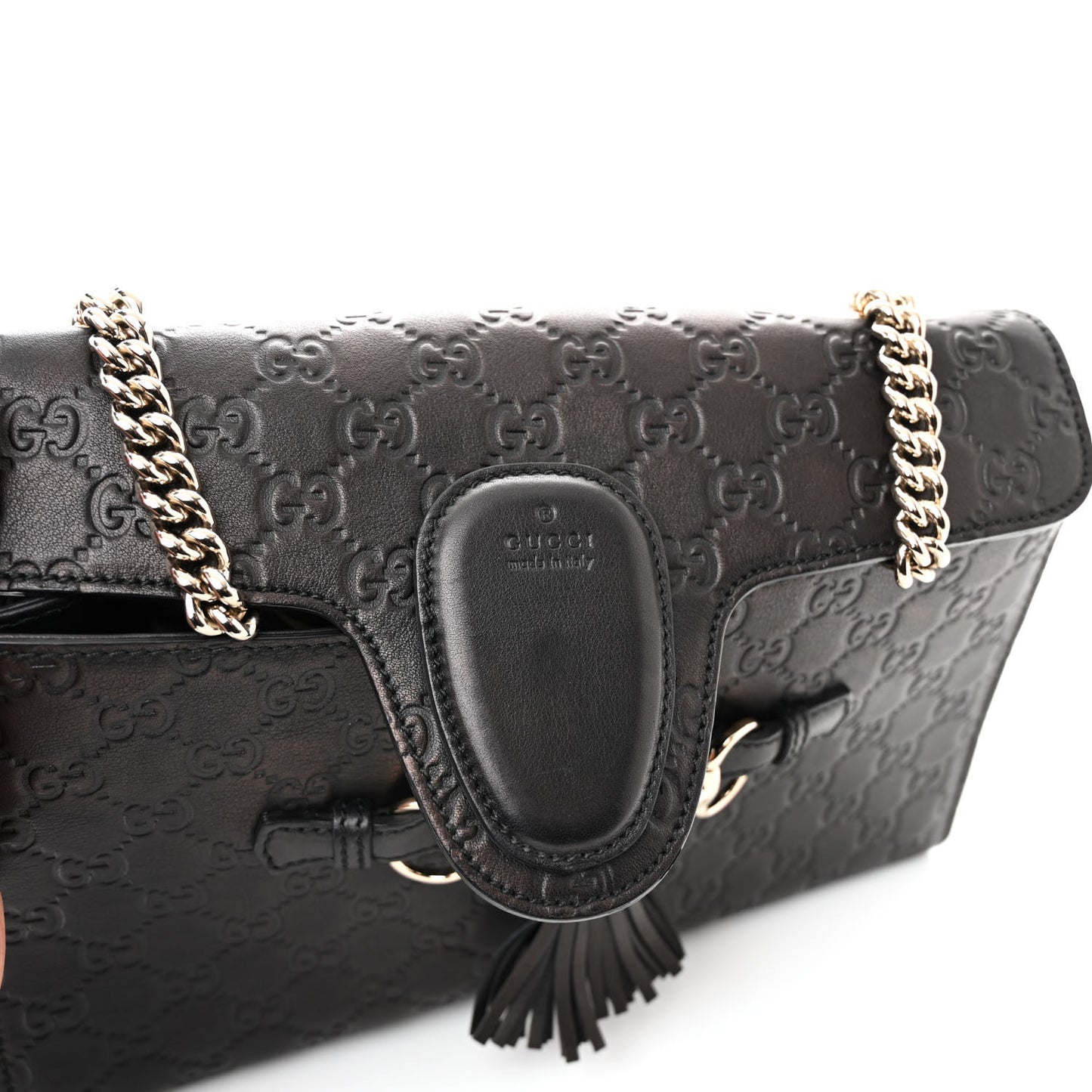 Microguccissima Medium Emily Chain Shoulder Bag Black