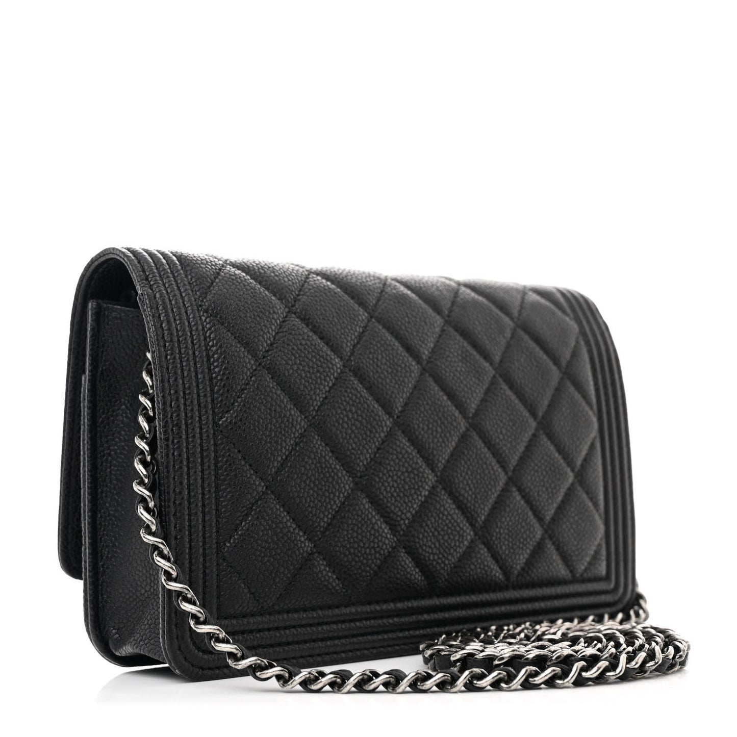 Caviar Quilted Boy Wallet On Chain WOC Black