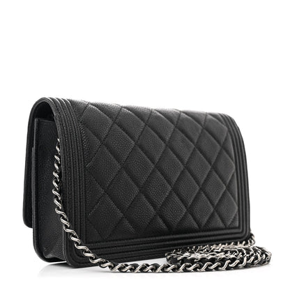 Chanel Caviar Quilted Boy Wallet On Chain WOC Black 3 of 12