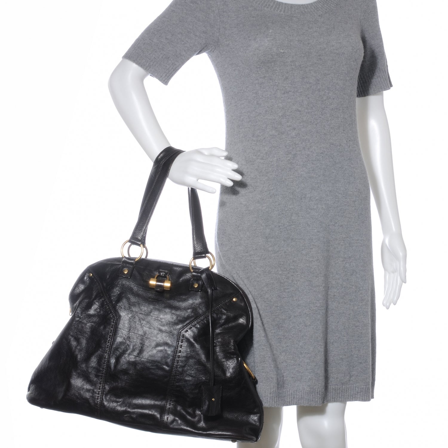 Saint Laurent Leather Oversized Muse Dark Brown 2 of 9