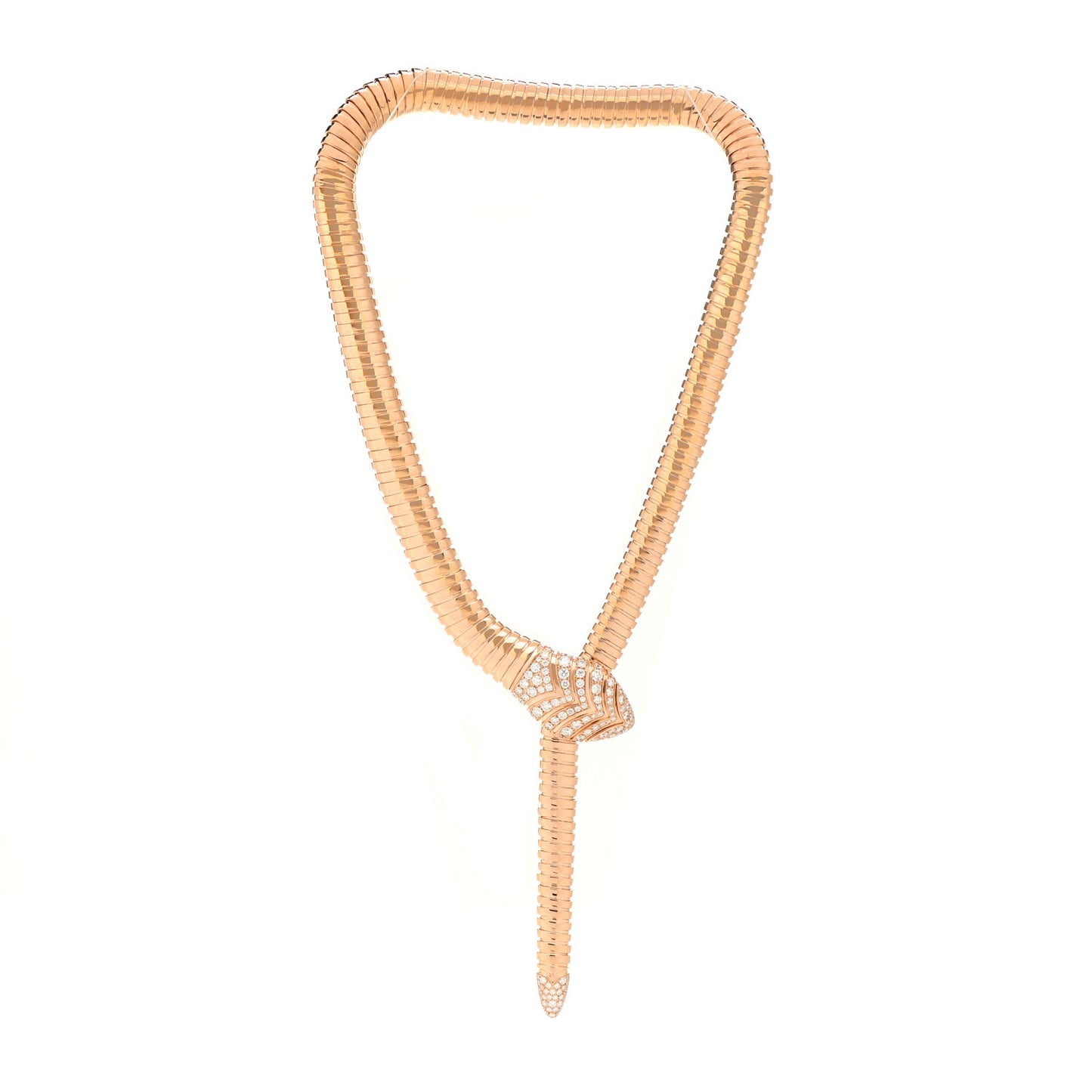 18K Rose Gold Diamond Serpenti Tubogas Necklace