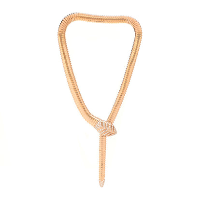 Bulgari 18K Rose Gold Diamond Serpenti Tubogas Necklace 3 of 6