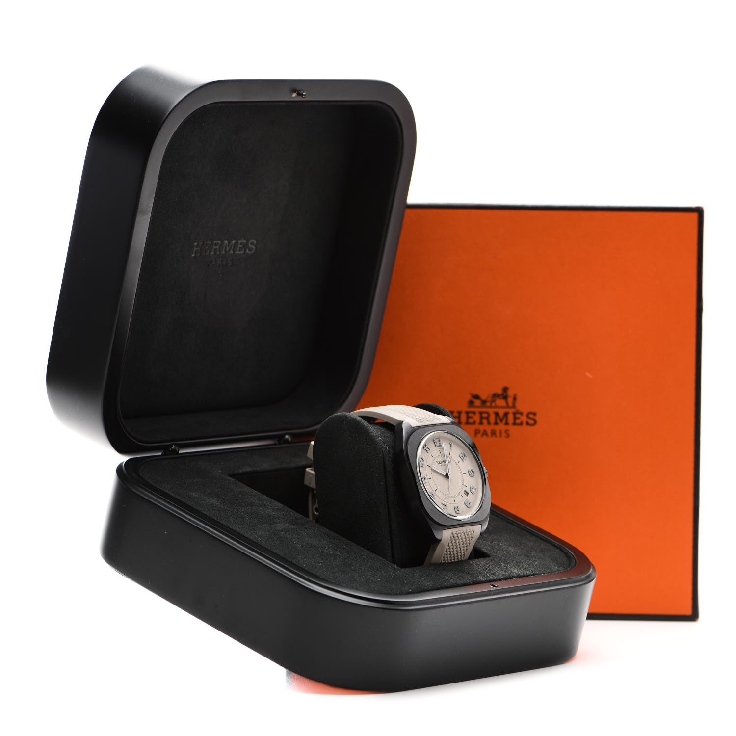 Hermes Titanium Rubber 39mm H08 Special Edition Automatic Watch Taupe 6 of 6