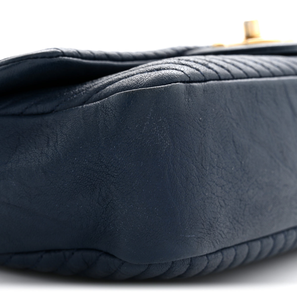 Chanel Calfskin Surpique Chevron Medium Flap Navy 9 of 11