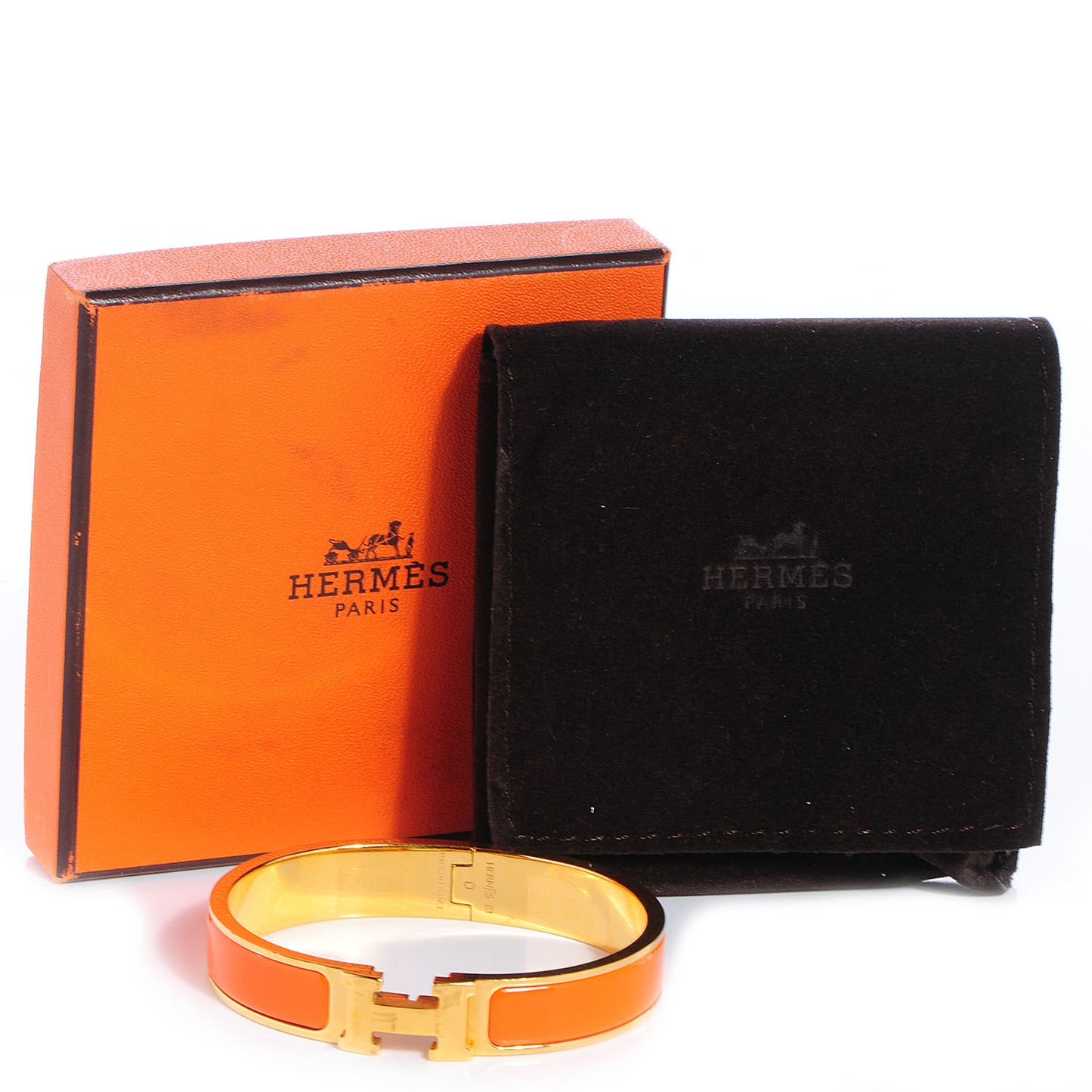 Narrow Enamel Clic Clac H Bracelet PM Orange