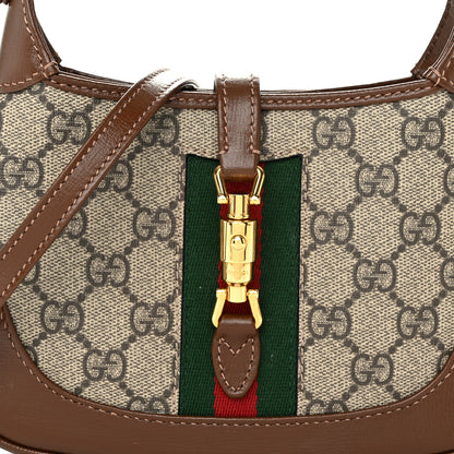 Gucci GG Supreme Monogram Azalea Calfskin Web Mini Jackie 1961 Hobo Beige Ebony Brown Sugar 8 of 10