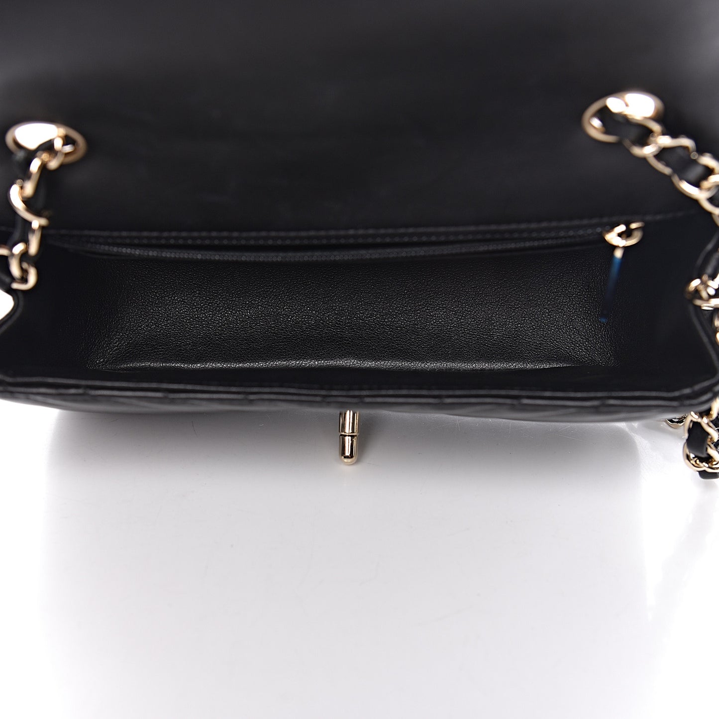 Lambskin Chevron Quilted Mini Rectangular Flap Black