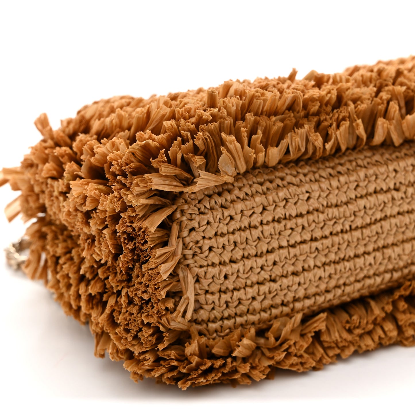 Raffia Fringe Nano Kelly Shopper Dark Beige