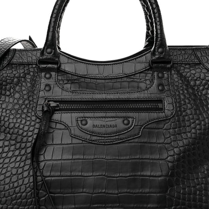 Balenciaga Semi Matte Calfskin Crocodile Embossed Neo Classic Black Hardware Large City Black 8 of 11
