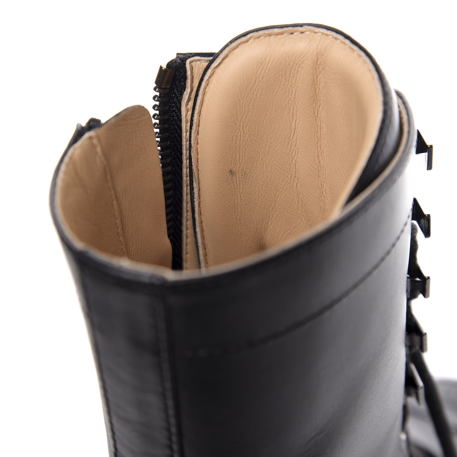 Chanel Lambskin Lace Up Combat Boots 36 Black 6 of 9