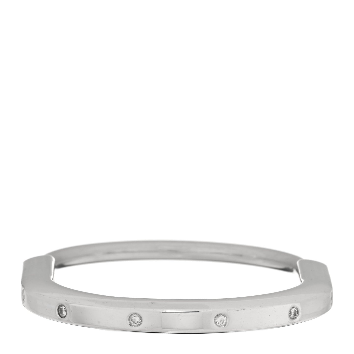 18K White Gold Diamond Tiffany Lock Bangle Bracelet