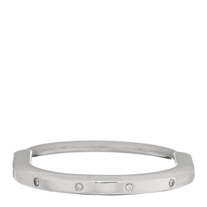Tiffany 18K White Gold Diamond Tiffany Lock Bangle Bracelet 2 of 5