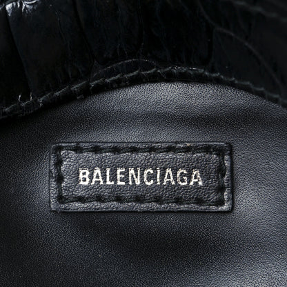 Balenciaga Calfskin Logo Crocodile Embossed Small Everyday Backpack Black 6 of 11