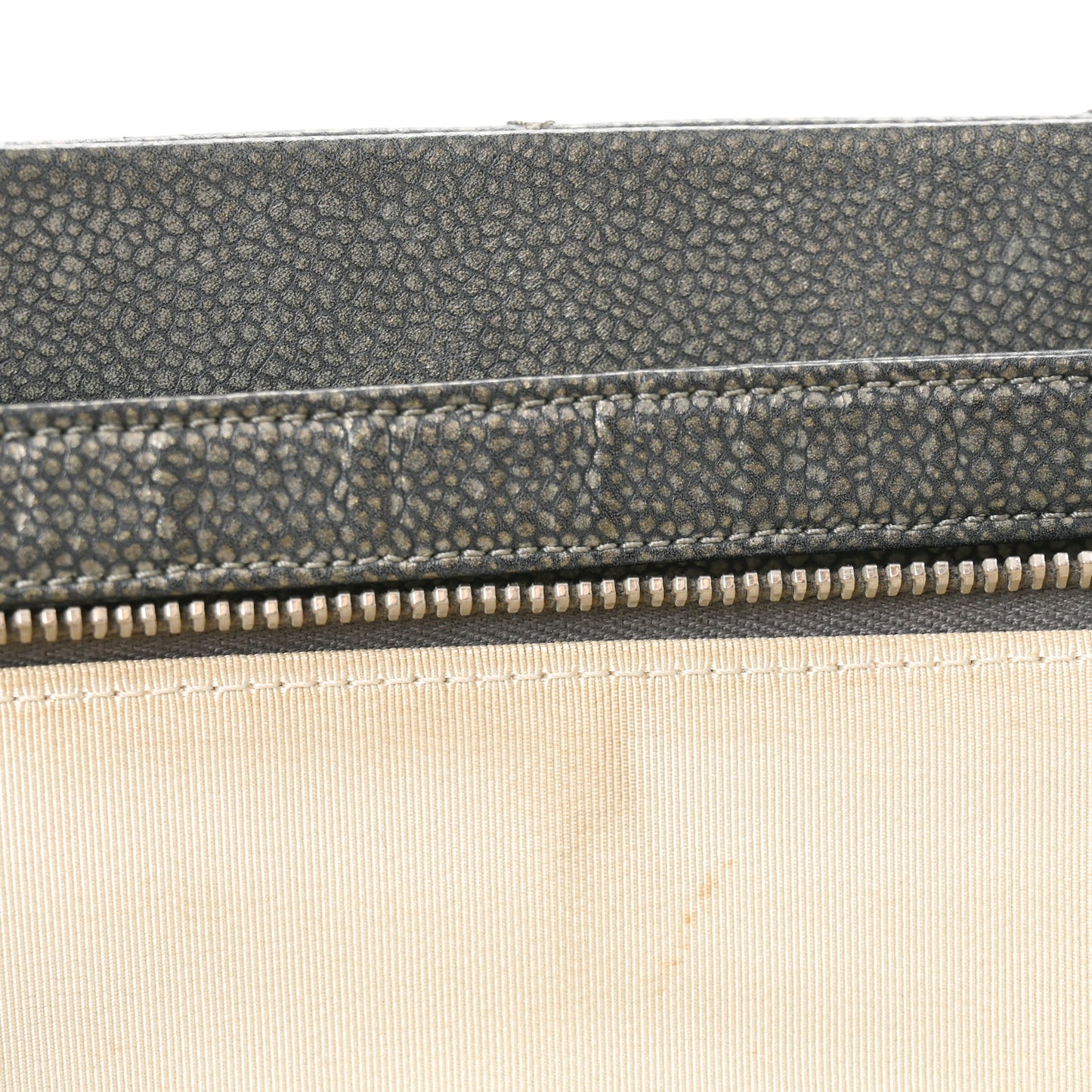 Metallic Caviar Quilted CC Timeless Soft Tote Dark Silver