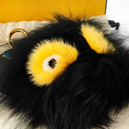 Fendi Fox Mink Rabbit Fur Vitello Flamingo Grimmy Monster Bag Bug Charm Black Giallo 5 of 7
