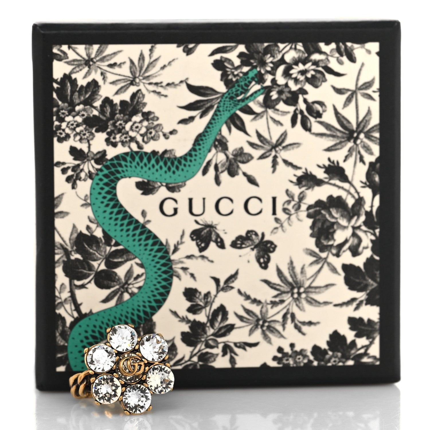 Gucci Metal Crystal Marmont Ring S Aged Gold 5 of 5