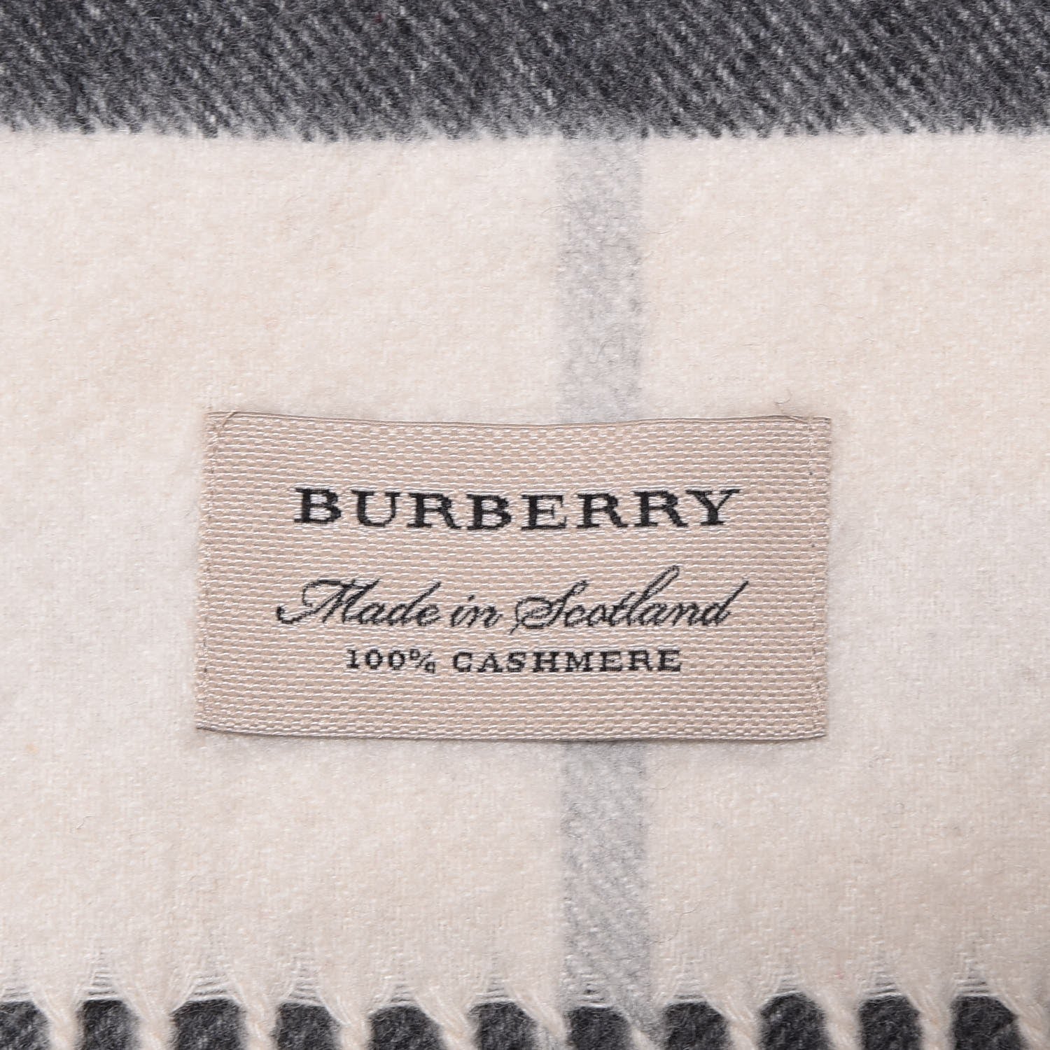 Burberry Cashmere Giant Check Fringe Scarf Natural White 4 of 5