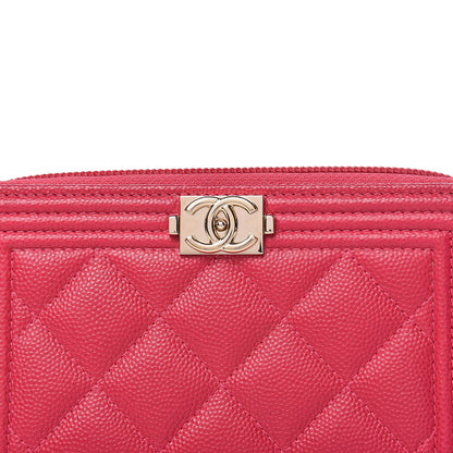 Chanel Caviar Quilted Small Boy Zip Around Wallet Fuchsia 11 of 11