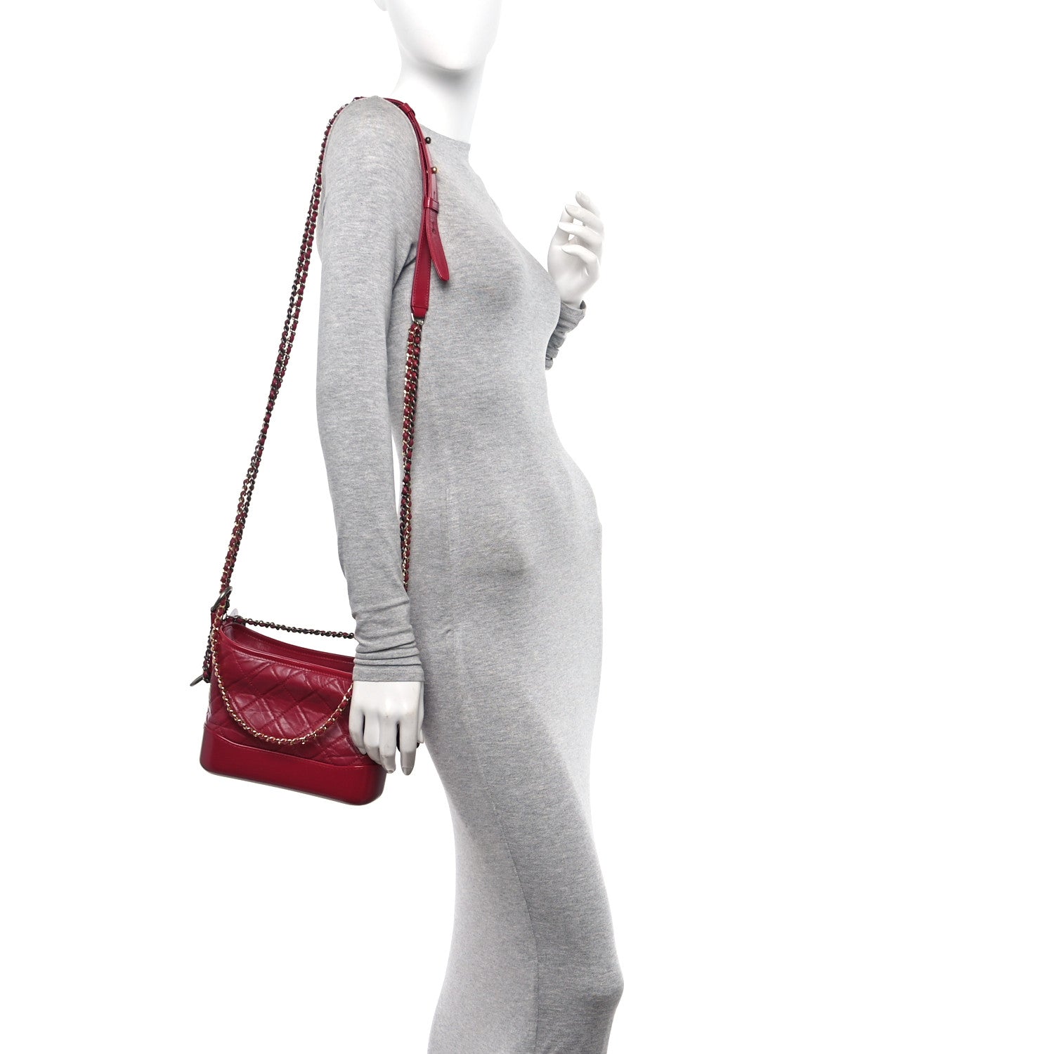 Chanel Aged Calfskin Quilted Small Gabrielle Hobo Dark Fuchsia 2 of 10