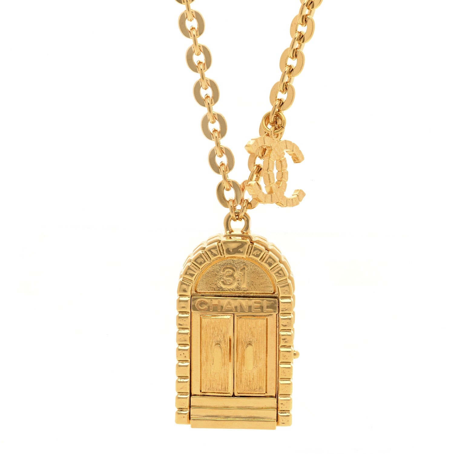 Chanel Metal 31 Rue Cambon Door Long Necklace Gold 4 of 9