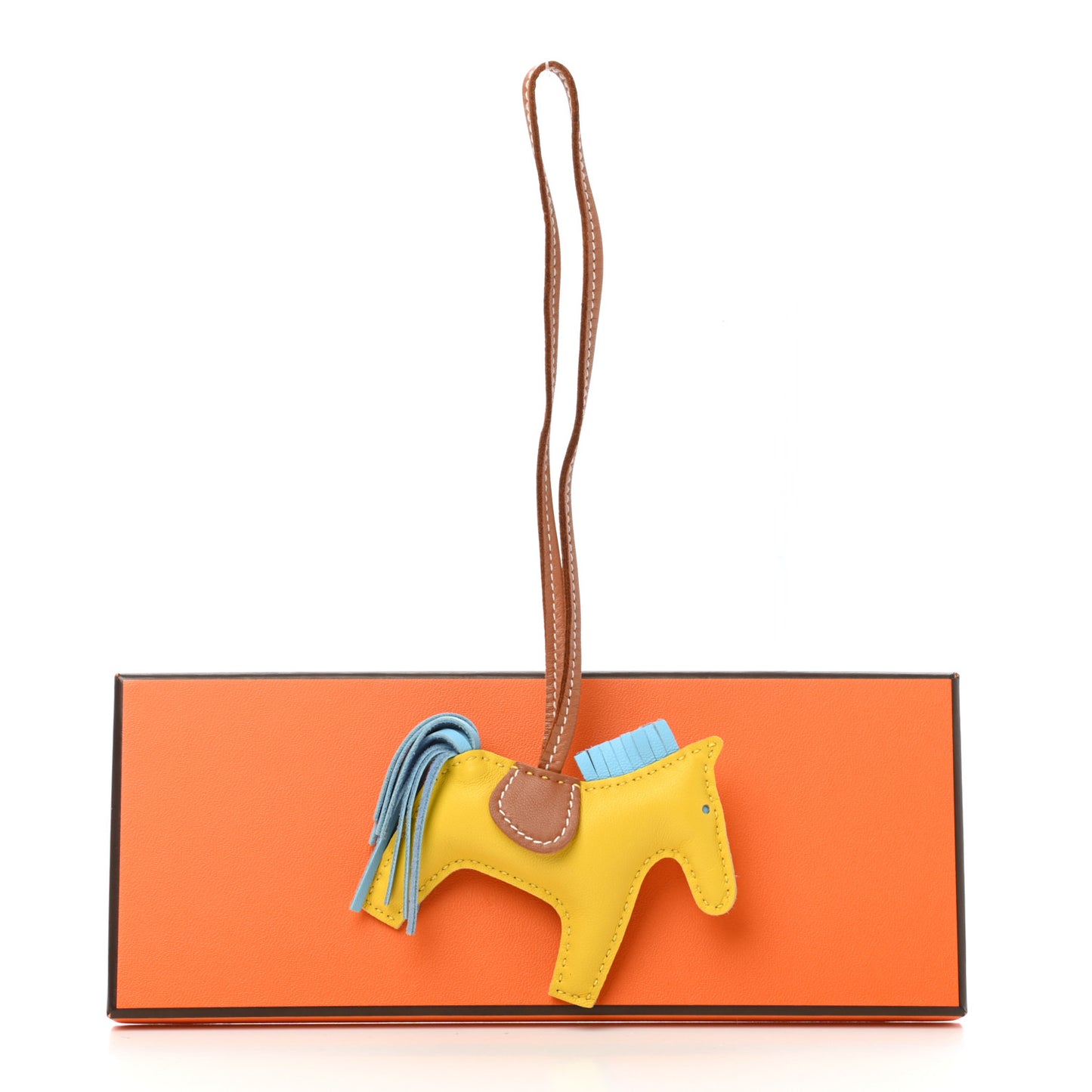 Milo Lambskin Grigri Rodeo Horse Bag Charm PM Jaune de Naples Celeste Gold